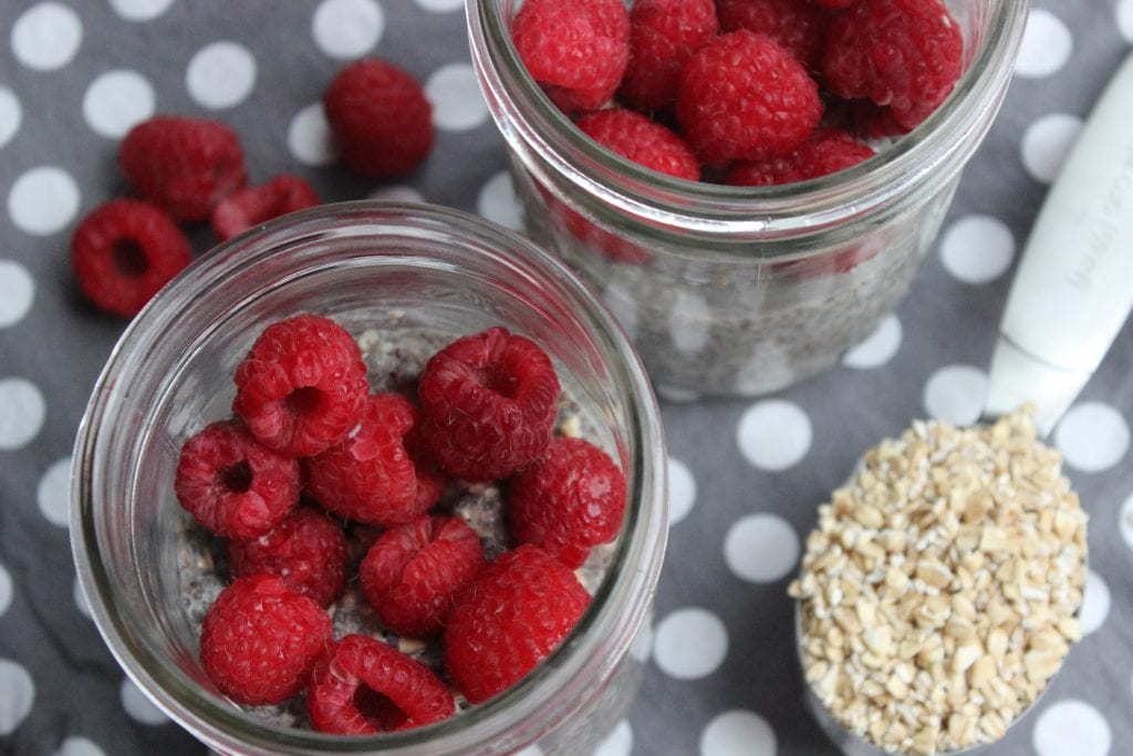 Jar of raspberries